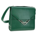 BOTTEGA VENETA Shoulder Bag Leather Green Silver Auth bs35500V-1