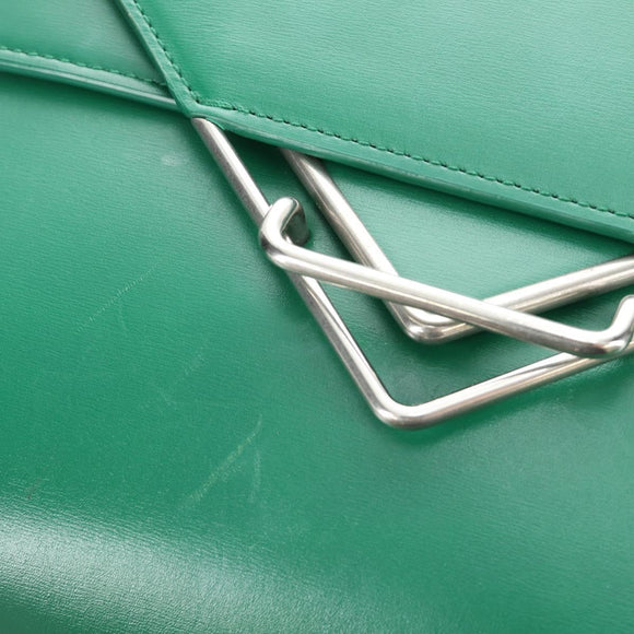 BOTTEGA VENETA Shoulder Bag Leather Green Silver Auth bs35500V