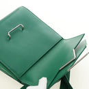 BOTTEGA VENETA Shoulder Bag Leather Green Silver Auth bs35500V-17