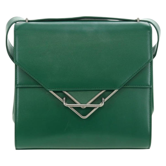 BOTTEGA VENETA Shoulder Bag Leather Green Silver Auth bs35500V