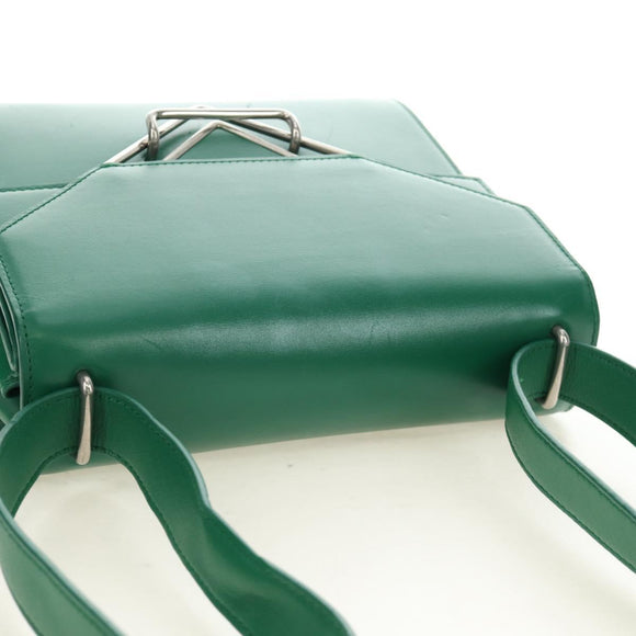 BOTTEGA VENETA Shoulder Bag Leather Green Silver Auth bs35500V