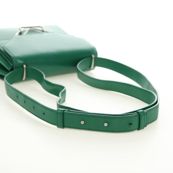 BOTTEGA VENETA Shoulder Bag Leather Green Silver Auth bs35500V