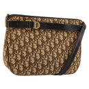 Christian Dior Trotter Canvas Shoulder Bag Brown Gold Auth bs35501-1