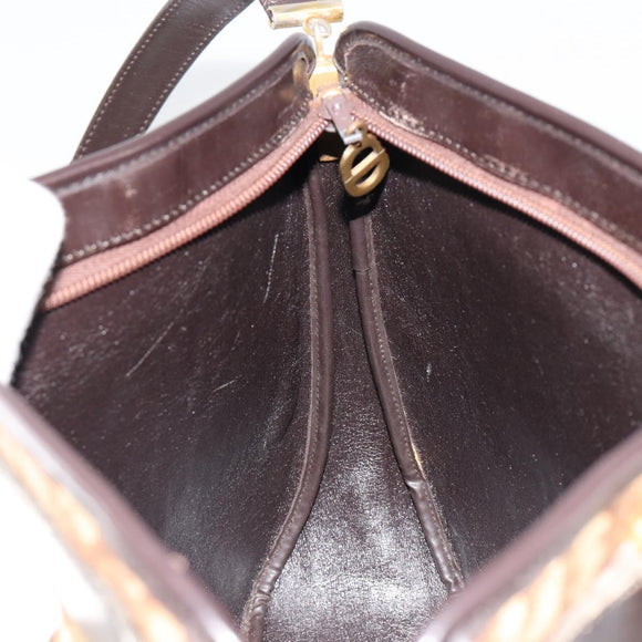 Christian Dior Trotter Canvas Shoulder Bag Brown Gold Auth bs35501