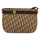 Christian Dior Trotter Canvas Shoulder Bag Brown Gold Auth bs35501-2