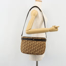 Christian Dior Trotter Canvas Shoulder Bag Brown Gold Auth bs35501-20