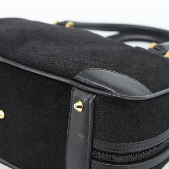 GUCCI Hand Bag Suede Black Gold 000 39 0030 Auth bs35502