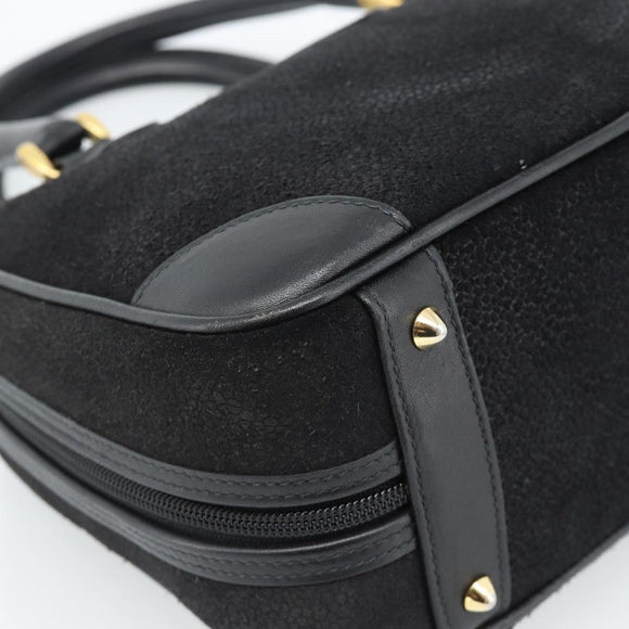 GUCCI Hand Bag Suede Black Gold 000 39 0030 Auth bs35502