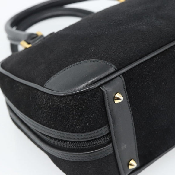 GUCCI Hand Bag Suede Black Gold 000 39 0030 Auth bs35502