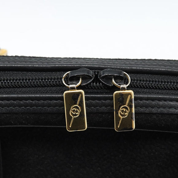 GUCCI Hand Bag Suede Black Gold 000 39 0030 Auth bs35502