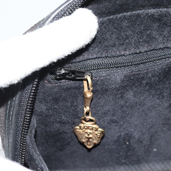 GUCCI Hand Bag Suede Black Gold 000 39 0030 Auth bs35502