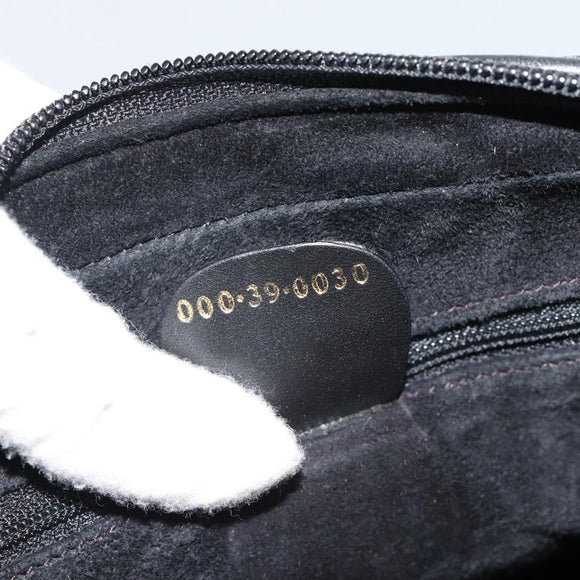 GUCCI Hand Bag Suede Black Gold 000 39 0030 Auth bs35502