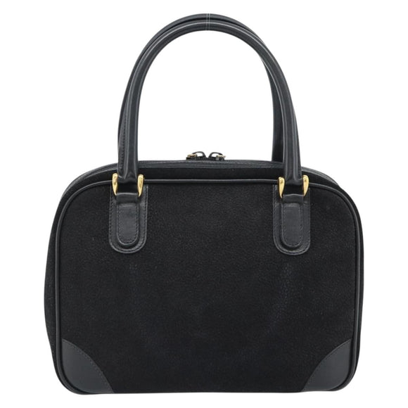 GUCCI Hand Bag Suede Black Gold 000 39 0030 Auth bs35502