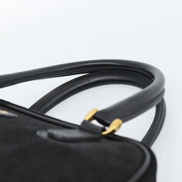 GUCCI Hand Bag Suede Black Gold 000 39 0030 Auth bs35502