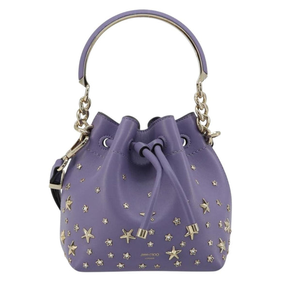 Jimmy Choo Purse Shoulder Bag Leather 2way Purple Gold Auth bs35503A