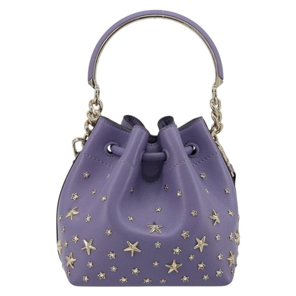 Jimmy Choo Purse Shoulder Bag Leather 2way Purple Gold Auth bs35503A