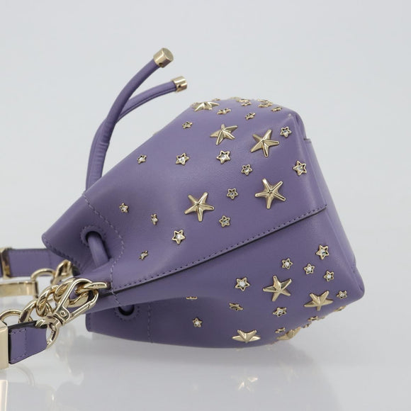 Jimmy Choo Purse Shoulder Bag Leather 2way Purple Gold Auth bs35503A
