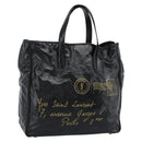 SAINT LAURENT Tote Bag Patent Leather Black Gold Auth bs35505-1