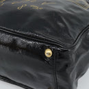 SAINT LAURENT Tote Bag Patent Leather Black Gold Auth bs35505-10