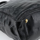 SAINT LAURENT Tote Bag Patent Leather Black Gold Auth bs35505-13
