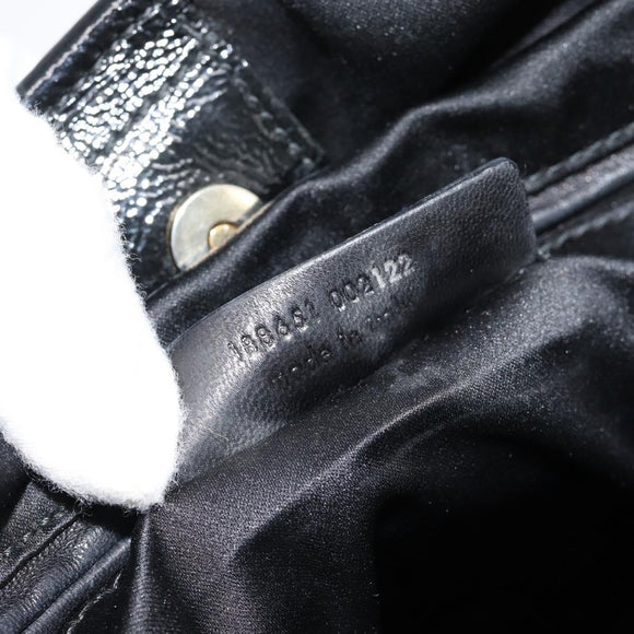 SAINT LAURENT Tote Bag Patent Leather Black Gold Auth bs35505