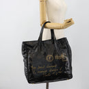 SAINT LAURENT Tote Bag Patent Leather Black Gold Auth bs35505-21