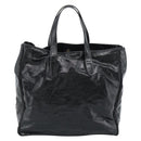 SAINT LAURENT Tote Bag Patent Leather Black Gold Auth bs35505-3