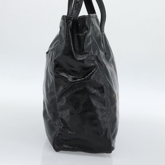 SAINT LAURENT Tote Bag Patent Leather Black Gold Auth bs35505
