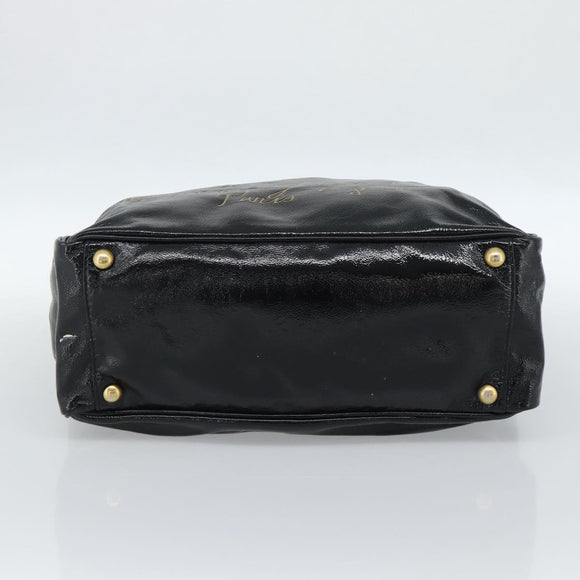 SAINT LAURENT Tote Bag Patent Leather Black Gold Auth bs35505
