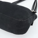 FENDI Mamma Baguette Shoulder Bag Cotton Jersey Black Silver Auth bs35506-9