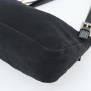 FENDI Mamma Baguette Shoulder Bag Cotton Jersey Black Silver Auth bs35506-15