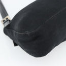 FENDI Mamma Baguette Shoulder Bag Cotton Jersey Black Silver Auth bs35506-16