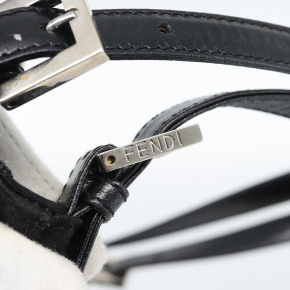 FENDI Mamma Baguette Shoulder Bag Cotton Jersey Black Silver Auth bs35506
