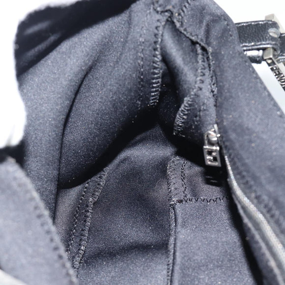 FENDI Mamma Baguette Shoulder Bag Cotton Jersey Black Silver Auth bs35506