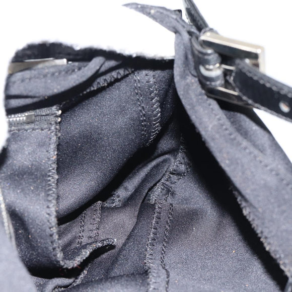 FENDI Mamma Baguette Shoulder Bag Cotton Jersey Black Silver Auth bs35506