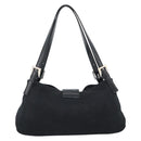 FENDI Mamma Baguette Shoulder Bag Cotton Jersey Black Silver Auth bs35506-2