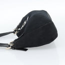 FENDI Mamma Baguette Shoulder Bag Cotton Jersey Black Silver Auth bs35506-3