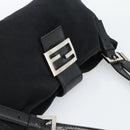 FENDI Mamma Baguette Shoulder Bag Cotton Jersey Black Silver Auth bs35506-6