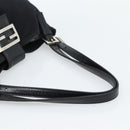 FENDI Mamma Baguette Shoulder Bag Cotton Jersey Black Silver Auth bs35506-7