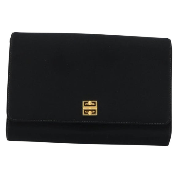 GIVENCHY Shoulder Bag Canvas Black Gold Auth bs35507