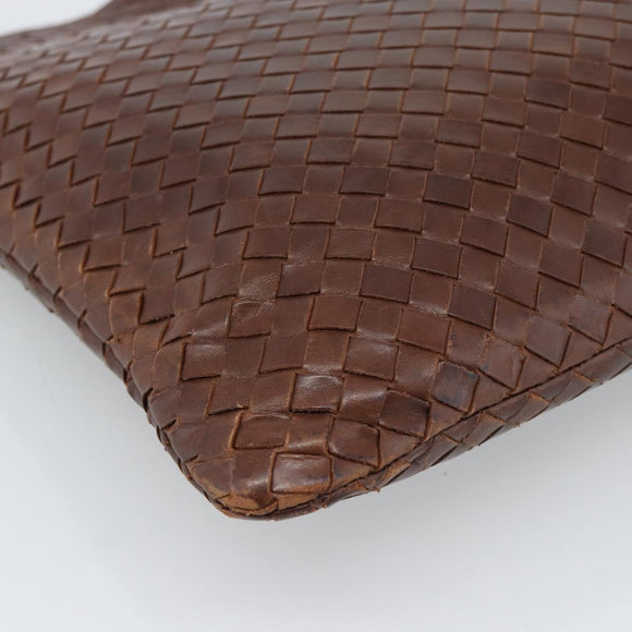 BOTTEGA VENETA INTRECCIATO Shoulder Bag Leather Brown Gold Auth bs35508