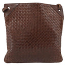 BOTTEGA VENETA INTRECCIATO Shoulder Bag Leather Brown Gold Auth bs35508-2