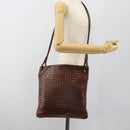 BOTTEGA VENETA INTRECCIATO Shoulder Bag Leather Brown Gold Auth bs35508-22