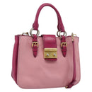 Miu Miu Madras Hand Bag Leather 2way Pink Gold Auth bs35509-1