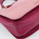 Miu Miu Madras Hand Bag Leather 2way Pink Gold Auth bs35509-16