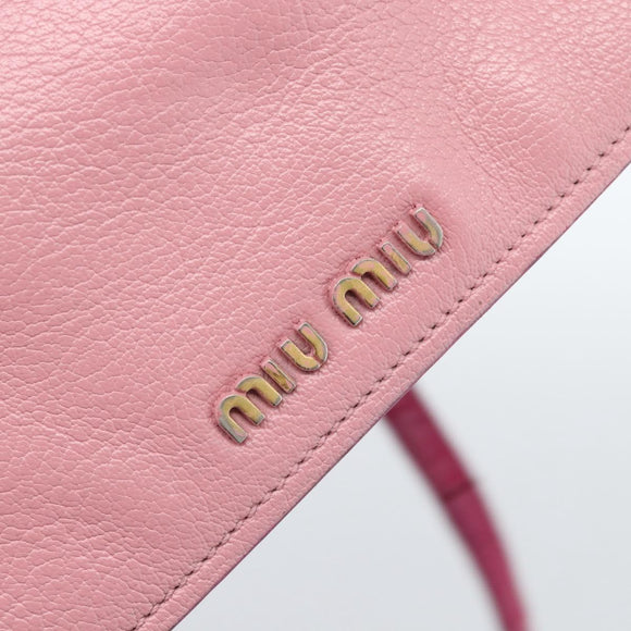 Miu Miu Madras Handtas Leer 2way Roze Goud Auth bs35509