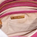 Miu Miu Madras Hand Bag Leather 2way Pink Gold Auth bs35509-18