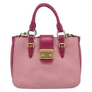 Miu Miu Madras Hand Bag Leather 2way Pink Gold Auth bs35509-2