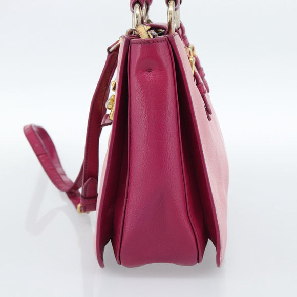 Miu Miu Madras Hand Bag Leather 2way Pink Gold Auth bs35509