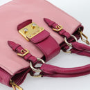 Miu Miu Madras Hand Bag Leather 2way Pink Gold Auth bs35509-6